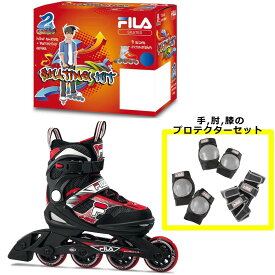 [フィラ スケート] FILA SKATES インラインスケート 子ども用 J-ONE プロテクター3点セット【ブラックホワイトマゼンダとブラックレッドのLは箱破れ】