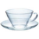ハリオ　耐熱カップ＆ソーサー・ワイドCSW-1T〇カップ ソーサ— 耐熱 ガラス 透明 コーヒー 紅茶 ハーブティー 花茶 …
