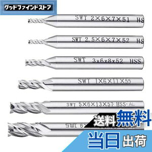 【送料無料】Phyxiul スクエア エンドミル セット 高精度 汎用精密加工 6個入り 2mm-6mm HSS 4枚刃 超硬 加工用カッター 穴あけ 工具 ( 収納ケース付き)
