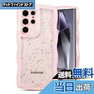 QLTYPRI Galaxy S24 Ultra ケース クリア TPU カバー ウェーブ おしゃれ 韓国 可愛い ウェーブ グリッター 透明 薄型 軽量 耐衝撃 滑り止め (SC-52E / SCG26) スマホケース ワイヤレス充電対応 ストラップ
