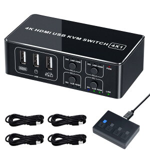 yzELEVIEW KVMXCb` 4K HDMI USB ؑ֊ 4|[giPC4pj4K@60Hz HDMI2.0 HDCP2.2 L[{[h/}EX/j^[L ȒPڑ hCo[sv 茳XCb`&USBP[ut EHD-0610N