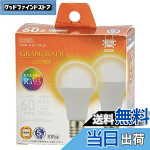 �y���������z�I�[���d�@ LED�d�����` E17 60�`����/60W���� �d���F Ra93�����F �����Ή� �f�M�ގ{�H���Ή� �~�j�N���v�g���` 2�� LDA6L-G-E17 RA 2P 06-5566 OHM