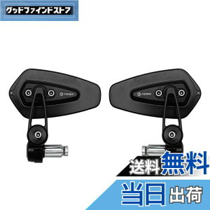 FENRIR ブラック オートバイ バイク バーエンドミラー バイク ミラー レトロ CNC アルミ にとって M6/M8 ネジ / ハンドルバー内径13-19MM 防眩 まぶしさを防ぐ 広角 曲面率 R1200 にとって 原付 ミニバ