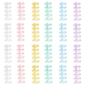 【送料無料】YUWENW 5穴 バインダーリング 6色 24個セット プラスチック製 ファイル本製作 A4/A5/B5製本用とじ具 リーフバインダーリング ブックリング 資料保存 整理 カレンダー 手帳 リング シ