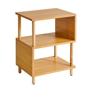 【送料無料】Aibiju S字 ラック オープンシェルフ 小さい 幅40×奥行30×高さ50.5cm オープンラック サイドテーブル 3段 木目調 ナイトテーブル 狭い空間