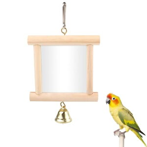 【送料無料】TVETE バードトイ ミラー ベル付き 木製 インコ おもちゃ オウム 鸚鵡 インコ 小鳥 オモチャ 鏡 玩具 ペット用 ストレス解消 実用的で人気