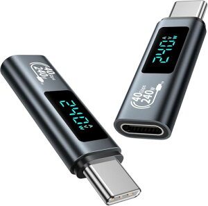 【送料無料】GIANAC 240W アダプタ USB C to USB C【40Gbps】, USB C LED出力スクリーン表示 変換アダプタ 高速データ転送 MAX 48V/5A MacBook /15 Pro MAX/Samsung Galaxy S24/S23/Pixel/AndroidなどUSB-C機器対応 ブラック