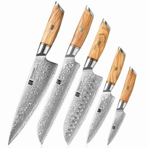 【送料無料】XINZUO 牛刀包丁三徳包丁73層ダマスカス鋼Santokuナイフダマスカス鋼キッチンナイフ、プロシェフナイフ野菜ナイフ、キッチン多機能調理ナイフ、人体工学に基づいたオリーブ木ハ
