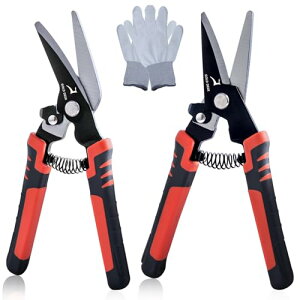 【送料無料】GOLD DEER 2個 8インチ ヘビーデューティーシザーズ ストレート&エルボー 万能ハサミ カーペット鋏 金切りバサミ 金切りばさみ 金切りはさみ 釣り ハサミ プラスチックカッター