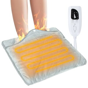 【送料無料】フットウォーマー 電気足温器 足元用 Ninonly 足元ヒーター 足温器 両面発熱 6段階温度調節 4段階タイマー 過熱保護 丸洗い可 省エネ お宅用/オフィス用 40cm×40cm 日本語取扱説明書