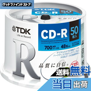 �y���������zTDK �f�[�^�pCD-R 700MB 48�{���Ή� �z���C�g���C�h�v�����^�u�� 50���X�s���h�� CD-R80PWDX50PE