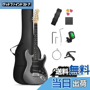 【送料無料】Donner エレキギター 初心者セット STタイプ SSSピックアップ 39インチ フルサイズ ミニアンプ付き 専用ケースとチューナーなどアクセサリー9点セット DST-80B マットブラック