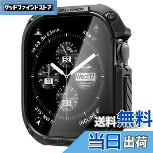 �y���������zSpigen Apple Watch 11 Apple Watch 10 �P�[�X 46mm �K���X ��̌^ �ČRMIL�K�i�擾 ��ʕی� �ϏՌ� ���� �Ռ��z�� ���菝 �h�~ �ی�J�o�[ �^�t�E�A�[�}�[ ACS08603 (�u���b�N)