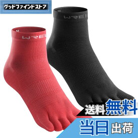 【送料無料】[WRELS] 五本指ソックス メンズ レディース スポーツソックス ランニングソックス 5本指ソックス 靴下 5本指 レギュラー丈 23-25cm/25-27cm/27-29cm マラソン トレラン ゴルフ 陸上（黒+赤，23-25cm）