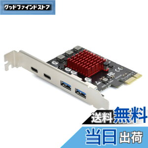 �y���������zELUTENG USB3.1���݃{�[�h 4�{�[�h �y2 USB-A & 2 USB-C�z 5Gbps PCIE�C���^�[�t�F�[�X�J�[�h USB3.0�g���J�[�h PCI-Express3.0�ڑ� PCI-E X1/X4/X8/X16 Windows 11/10/8/7/XP/Vista�Ή�