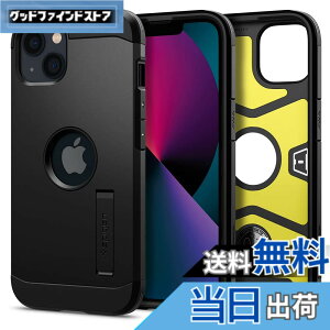 �y���������zSpigen iPhone13Mini�P�[�X �ϏՌ� �ŋ� �ČRMIL�K�i�擾 3�w�\�� �L�b�N�X�^���h �t�� �J�����ی� ���h�~ �Ռ��z�� ���C�����X�[�d �^�t�E�A�[�}�[ ACS03331 (�u���b�N)