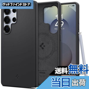 �y���������zSpigen Galaxy S25 Ultra �P�[�X Magfit�Ή� �V���R�� �ϏՌ� �y�� ���^�Ή� TPU �V���R���t�B�b�g�E�}�O�t�B�b�g ACS09017 (�u���b�N)