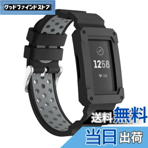 �y���������zGOSETH Fitbit Charge 4/Fitbit Charge 3�p�o���h �P�[�X�t�� ��U�h�~�ی�t���[���t���V���R���X�g���b�v Fitbit Charge 3/SE/Charge 4����уX�y�V�����G�f�B�V�����p (�u���b�N&�O���[) �F�F�u