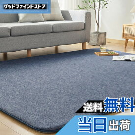 【送料無料】VK Ingeroom カーペット 夏用 極厚30mm 冷感ラグ 厚手 接触冷感 【ひんやりxもっちり】 涼しい 色：ネイビー、サイズ：190x190cm
