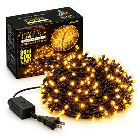 【期間限定セール】LED イルミネーションライト 30m 500球 最大1500球まで連結可能 ハロウィン 電飾 クリスマスシーズン クリスマスライト クリスマスツリー 飾り コントローラー付 連結可 防滴 壁 庭 イベント クリアコード 透明コード 祭り GOODGOODS N-LD55