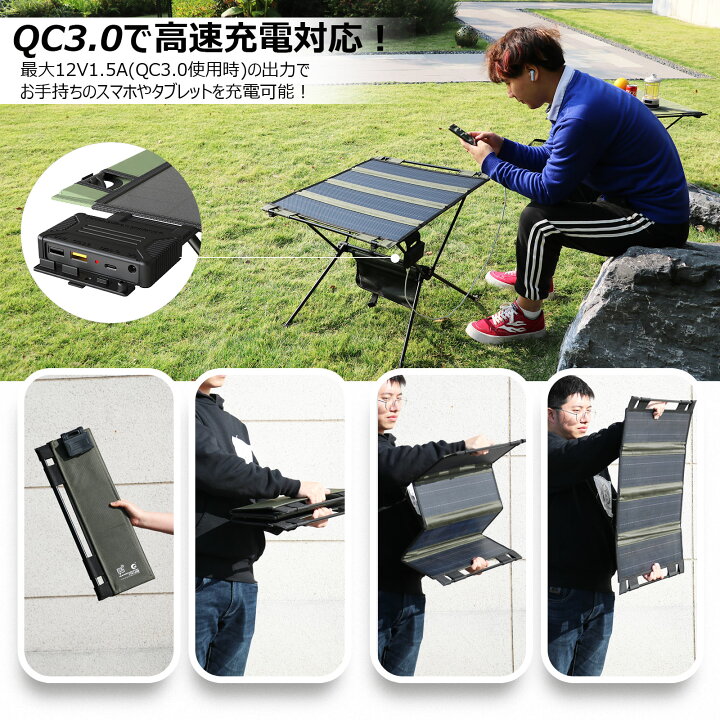 楽天市場】ソーラーパネル 45W 折りたたみ式 軽量 USB/Type-C/DC出力 
