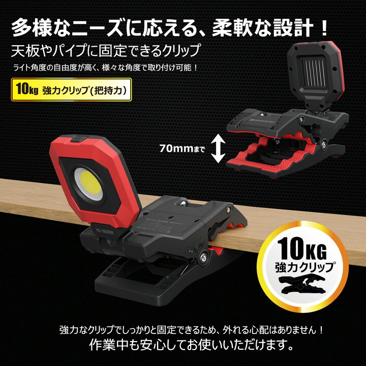 楽天市場】GOODGOODS LED 投光器 充電式 クリップライト デスクライト  