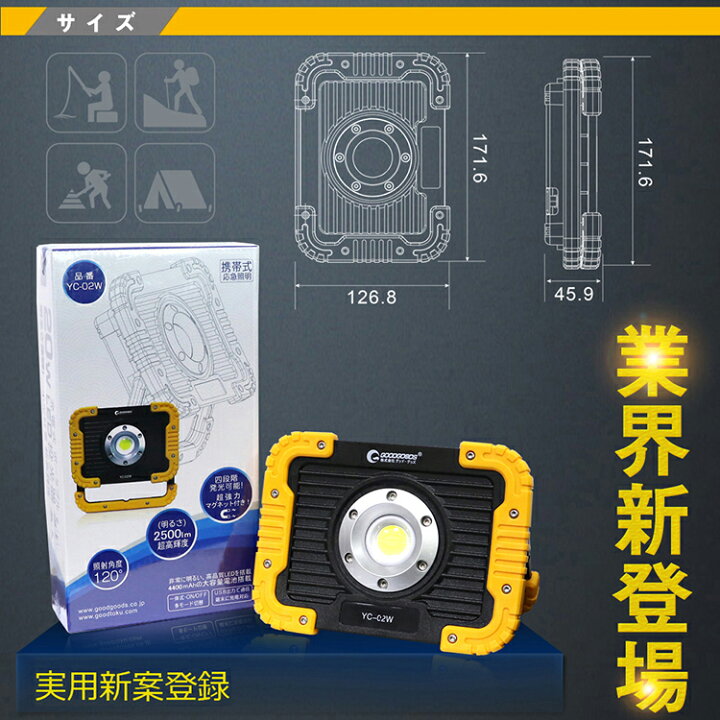 楽天市場】GOODGOODS 【2個セット】停電対策 LEDDC作業灯 コンパクト 