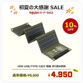 【550円割引き】 GOODGOODS 18W ソーラーパネル 折り畳み式 小型 軽量 USB-A type-C ETFE加工単結晶 カラビナフック付き スマホ充電 iPhone Android タブレット 防災グッズ 地震 台風 停電対策 災害時 アウトドア キャンプ 車中泊 釣り 登山 TYH-C18W