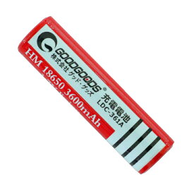 18650 リチウムイオン電池 電池 バッテリー 充電式 高性能 リチウムイオンバッテリー（3.7V 3600mAh） 18650 充電池 充電電池 プロテクト機能付き 保護回路付き 懐中電灯用 ヘッドライト用 自転車ライト用 GOODGOODS（LDC-361A）