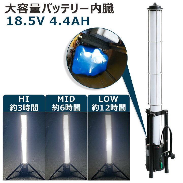 led 投光器 360°配光 三脚スタンド付き 作業灯 40w 4000lm ステンレス 