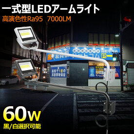 GOODGOODS LED投光器 屋外用 看板灯 アーム付き 60W 店舗用 看板照明 高演色性 Ra95 led アーム一体型 LEDライト 屋外 約120° 広角 IP66 防水 照明 アームライト スポットライト 倉庫 工場 作業現場 街灯 看板ライト 店舗照明 看板 備品照明 LD-K6B LD-K6W