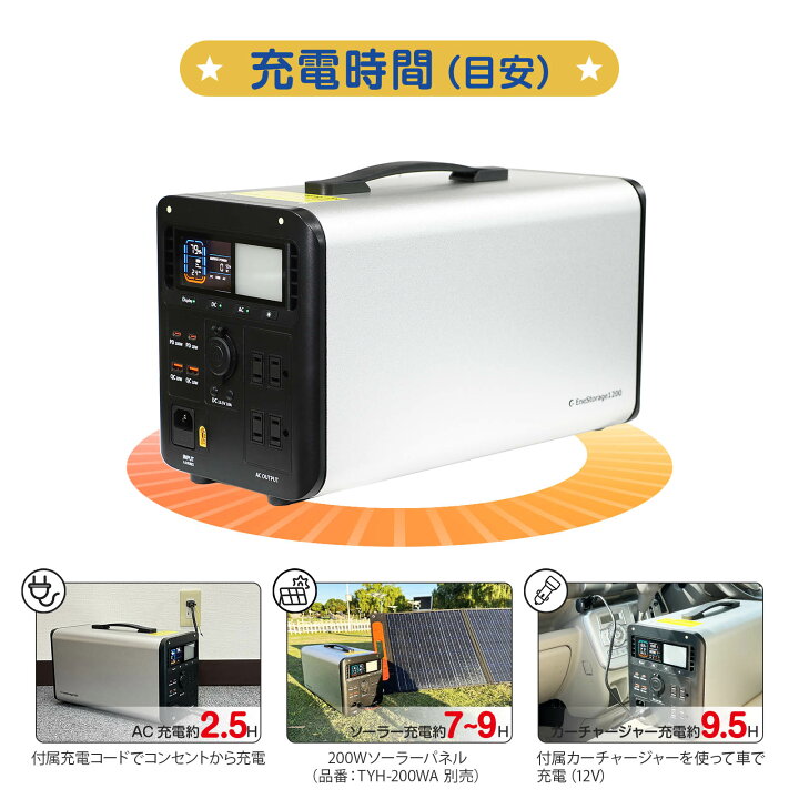 ポータブル電源大容量300W高品質リン酸鉄リチウム内蔵地震台風防災停電 