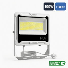 LED投光器 電源プラグ付き 100W 17000lm 広角照射 高輝度 昼白色 屋外設置 IP66防水 LED ライト 投光器 作業灯 夜間作業 店舗照明 夜間照明 現場工事 倉庫 ガレージ 車 バイク 整備 集魚灯 釣り ゴルフ サッカー 野球 自主練習 GOODGOODS LD-100CP
