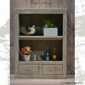 【送料無料(一部地域除く)】壁掛け 棚 ラック シェルフ 52 アンティーク カントリー 家具 雑貨 カントリー調 収納棚 キッチン収納 おしゃれ 引き出し付き フレンチアンティーク