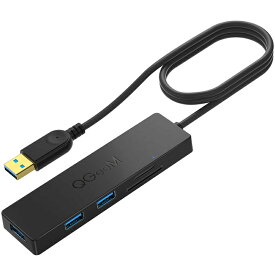 【エントリーで全品P5倍】QGeem USB 5in1 ハブ USB 3.0 変換 アダプター 80cm ケーブル 5Gbps 3つの超高速USB 3.0 ポート SD/TF microSD カードリーダー USB変換アダプター