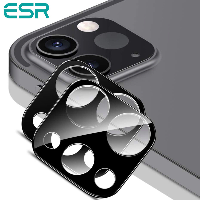 ESR カメラフィルム iPad Pro 11とiPad Pro 12.9 (2022 2021 2020) 9H強化ガラス 保護傷に強い 3D全面保護カメラレンズフィルム- ブラック 2枚入り iPad Pro 11 第3世代 12.9 第5世代