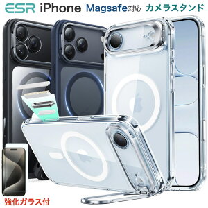 �����K���X�t�B���t�� ESR iPhone 17 �P�[�X iPhone Air iPhone 17e/16e 17 Pro 17 Pro 17 Pro Max 16Pro 16Plus 16Pro Max iPhone 15 �V���[�Y �J�o�[ HaloLock�t�� MagSafe ���� �R�p�O���[�h�ی� �Ռ��z���R�[�i�[ �X�^���h