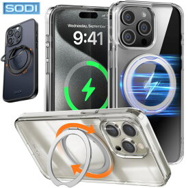 SODI iPhone 15 Pro iPhone 15 Pro MAX ケース 360°回転スタンド カバー MagSafe対応 マグネット SGS認証 耐衝撃 隠しスタンド 指紋防止 黄変防止 マット感 ワイアレス充電対応 YouTube視聴 FaceTime アイフォン15 Pro/Pro Max