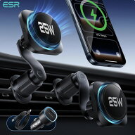 ESR OmniLock Qi2.2認証 25W充電 Magsafe 車載ホルダー【冷却機能付き CryoBoost搭載】高速充電 改良クリ…
