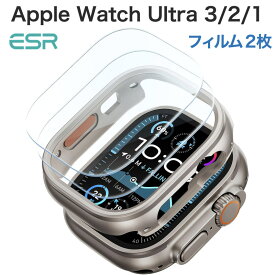 ESR Apple Watch Ultra 3/Ultra 2/Ultra 1(49mm) ケース 保護カバー 強化ガラスフィルム 2枚つき Armorite Series アップルウォッチカバー 全面保護 耐傷性 指紋防止 チタニウム色
