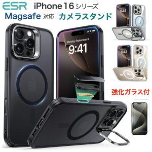 �����K���X�t�B���t�� ESR iPhone 16 �P�[�X iPhone 16Pro 16Plus 16Pro Max �J�o�[ HaloLock�t�� MagSafe�Ή� �J�����R���g���[���{�^���J�o�[ ���� �R�p�O���[�h�̕ی� �Ռ��z���R�[�i�[ �X�^���h�@�\ �ی�