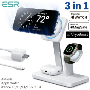 ESR 25W 3in1 MagSafe[d AppleF CCX[d CryoBoostpt@t [dX^h iPhone 16/15/14/13/12/Apple Watch/AirPods 4/3/AirPods Prop MagSafe[dXe[V X}zp[d DCA_