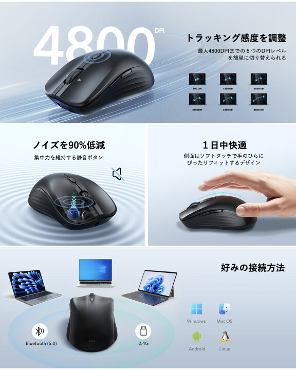 楽天市場】ESR MagMouse ワイヤレスマウス 電池不要 レシーバー付属 