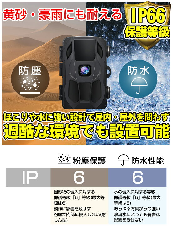 H45 apeman トレイルカメラ 防犯カメラ 動体検知 IP66防水防塵3 