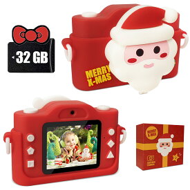 【知育玩具】子供用 キッズカメラ 子ども用 2.0インチ 多機能 ワンクリック写真 子供向け自撮り HD動画 軽くて携帯便利 操作簡単 男の子/女の子兼用 32G SDカード/ストラップ/USB充電 誕生日 知育 クリスマス
