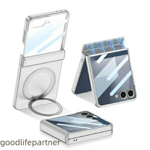 Galaxy Z Flip7 �p �P�[�X 360�x��]�X�^���h MagSafe �M�����N�V�[ zflip7 �J�o�[ ���C�����X�[�d �����O �g�уP�[�X z Samsung �}�O�Z�[�t�Ή�