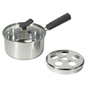 \レビューで1000円クーポン!/ チーノ ステンレス製3層底ガラス蓋付片手鍋16cm(目皿付) パール金属