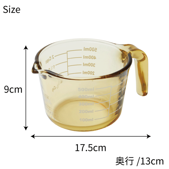 楽天市場】VISIONS メジャーカップ 500ml 耐熱ガラス 取っ手 ハンドル