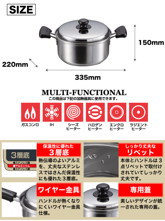 新品MEPRA メプラ シェフ ステンレス鍋 ３層鍋 24cm　両手鍋 2026年最新】mepra 鍋の人気アイテム - メルカリ