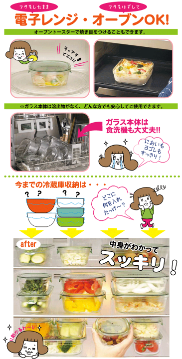 Amazon｜iwaki(イワキ) 耐熱ガラス 保存容器 グリーン 角型 8個